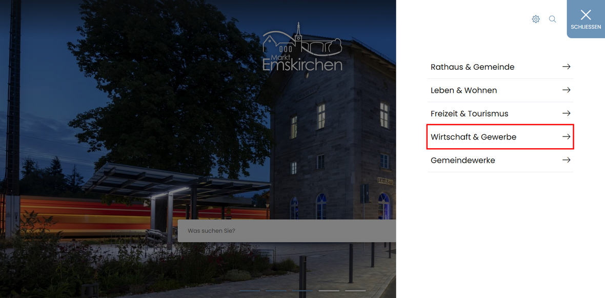 Ausklappmenü "Wirtschaft und Gewerbe"