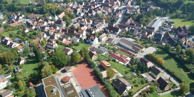 Rundflug über den Ortskern Emskirchen