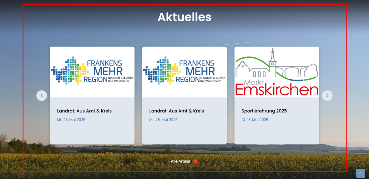Aktuelles auf der Startseite