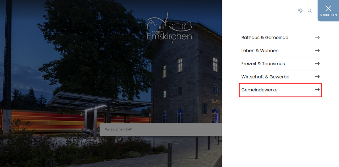 Ausklappmenü "Gemeindewerke"