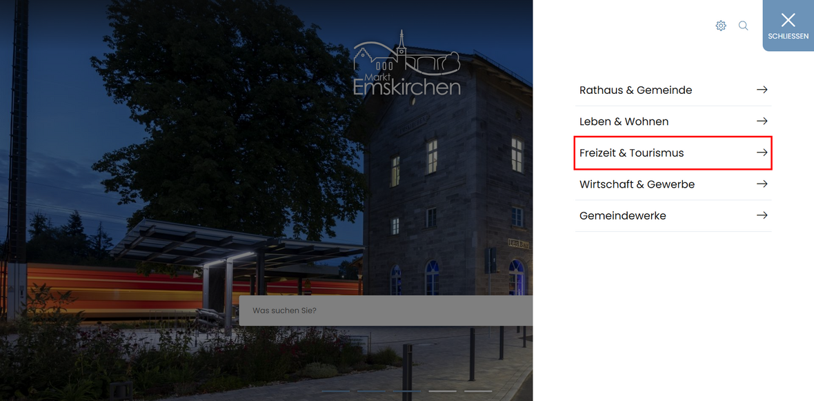 Ausklappmenü "Freizeit und Tourismus"